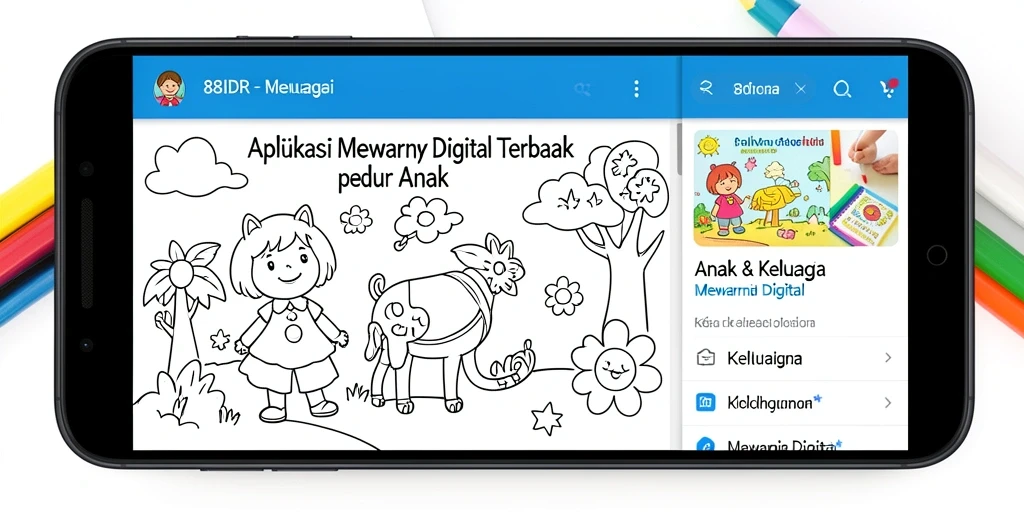 Tampilan antarmuka aplikasi Mewarnai Digital 88IDR yang menarik dan ramah anak.