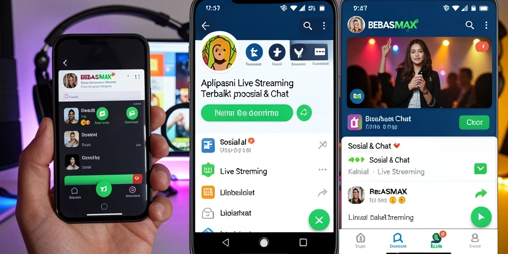 Tampilan antarmuka utama aplikasi BEBASMAX untuk Live Streaming yang menarik.