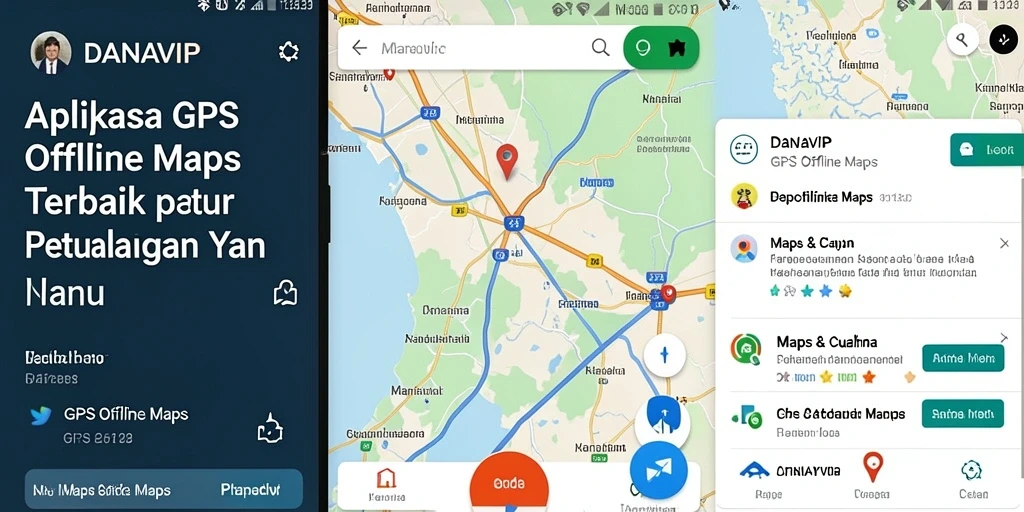 Antarmuka aplikasi DANAVIP menampilkan peta offline yang jelas dan detail.