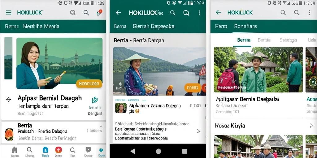 Antarmuka HOKILUCK dengan berita terbaru dan navigasi yang mudah.