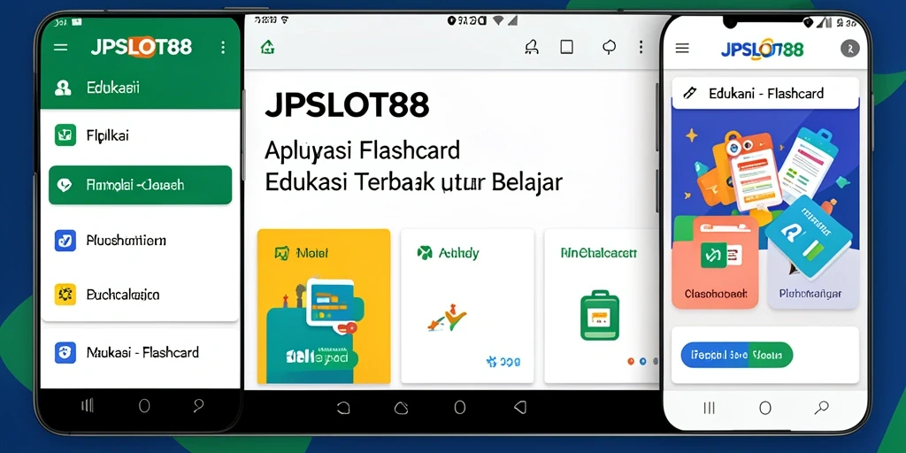 Tampilan antarmuka utama JPSLOT88 dengan fitur flashcard interaktif.