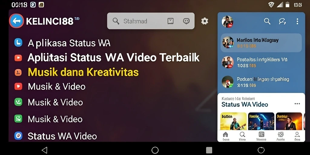 Tampilan antarmuka KELINCI88 untuk status WA video yang menarik.