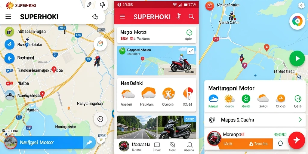 Antarmuka aplikasi SUPERHOKI saat navigasi motor.