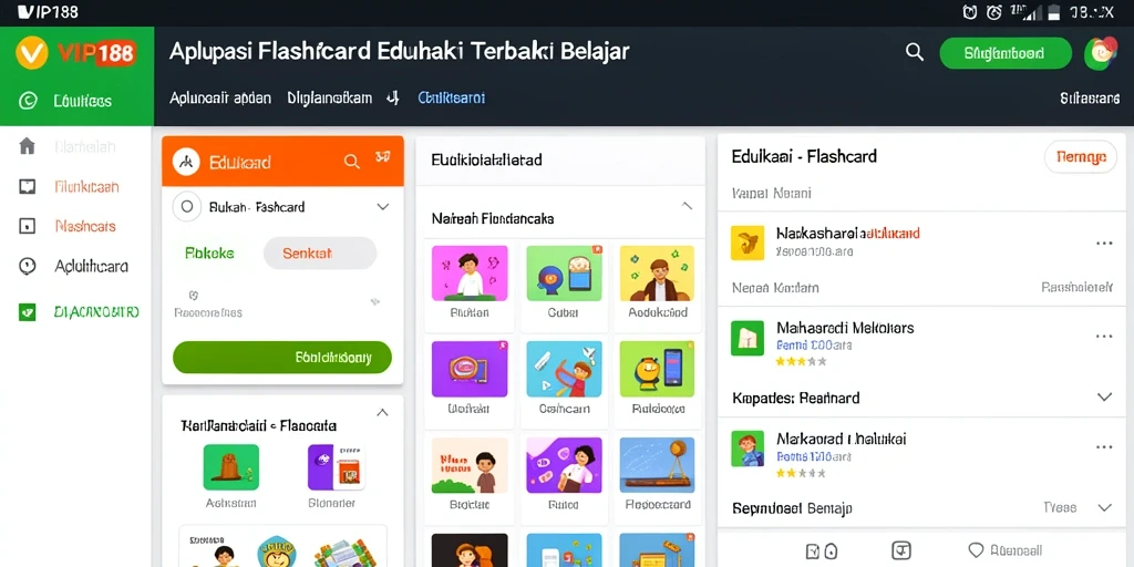 Tampilan antarmuka aplikasi Flashcard VIP188 yang sederhana dan menarik.